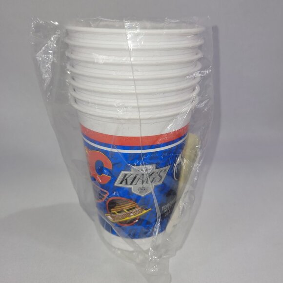 Party Cup Vintage 90s NHL Plastic Glass Set 6 SEALED - Picture 2 of 2